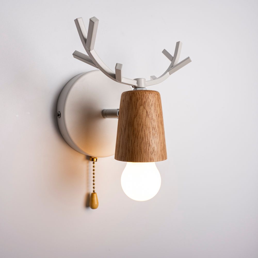 Бра с рожками DEER A SWITCH White/Light wood