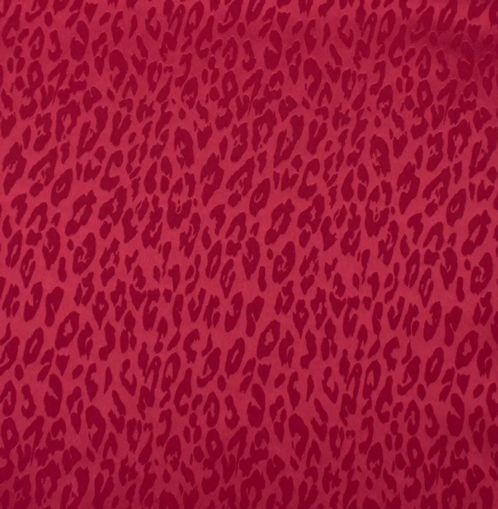 Атлас жаккард "Моар" леопард, 100 г/м2, ш. 150 см, малиновый