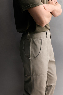 ZARA БРЮКИ TAPERED FIT ДЛЯ СКАЛОЛАЗАНИЯ, ЦВЕТ СЛОНОВОЙ КОСТИ