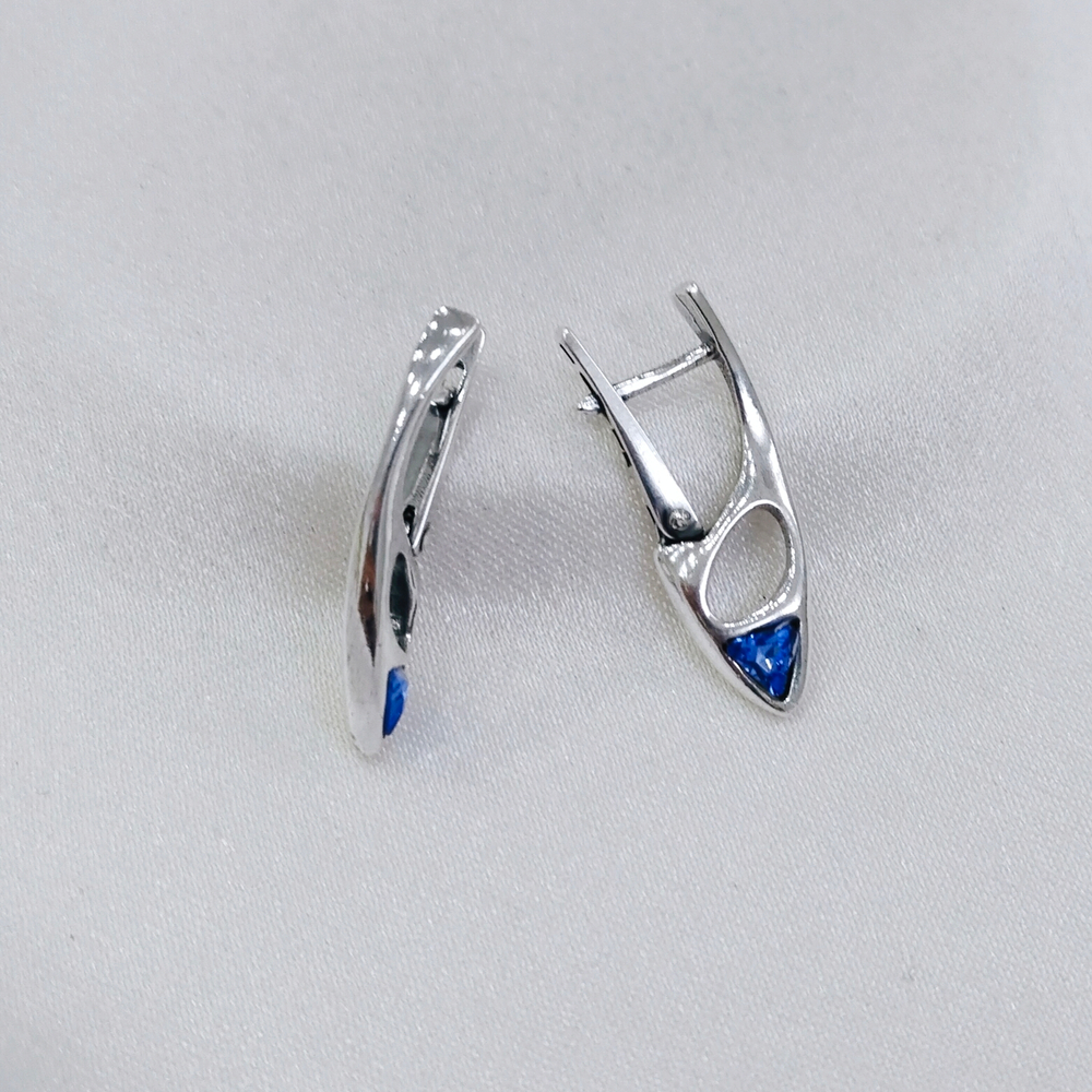 "Арно" серьги в серебряном покрытии из коллекции "Реки" от Jenavi  с английским замком