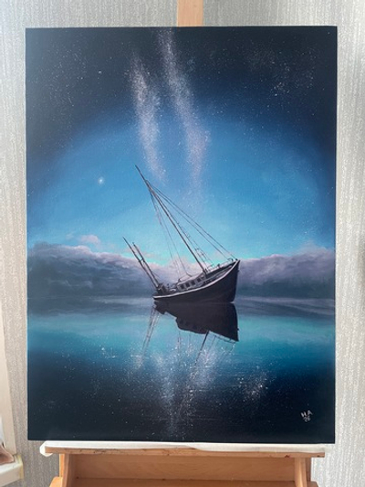 Картина маслом на холсте "Звёздный причал" 80х60 см. Деревянный подрамник. Художник Наталия Осадчук