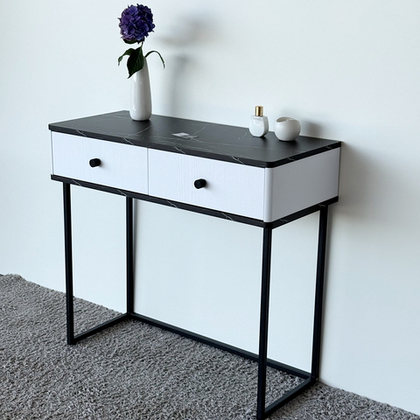 Туалетный столик консоль ROYAL 5311 эко (Мрамор Неро-Черный-р.черная)