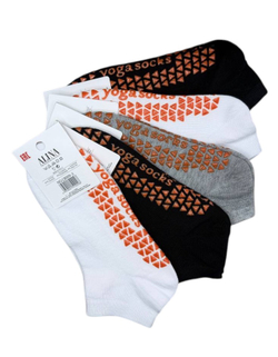 Носки женские короткие для йоги с анти скользящей подошвой оранжевого цвета 10 шт.