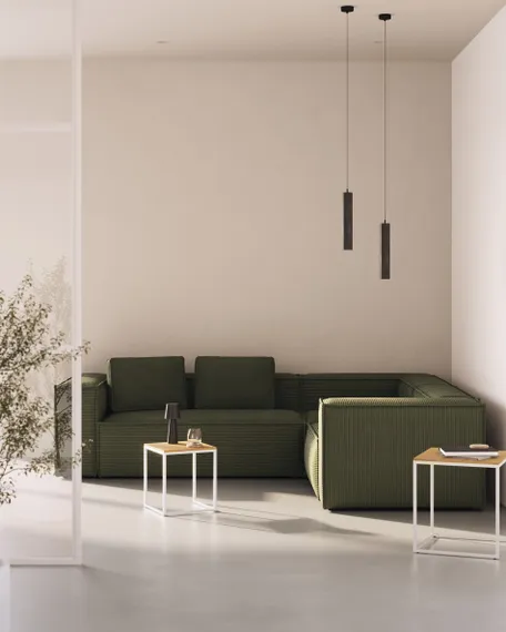 3-местный угловой диван Blok в зеленом толстом вельвете 290 x 230 см