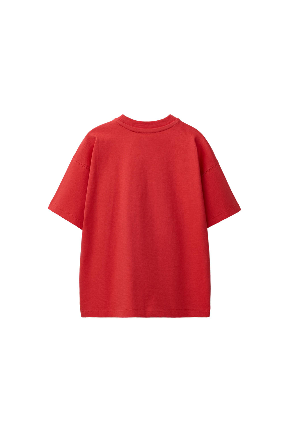 ZARA БАЗОВАЯ ОДНОТОННАЯ ФУТБОЛКА, ЯРКО-КРАСНЫЙ