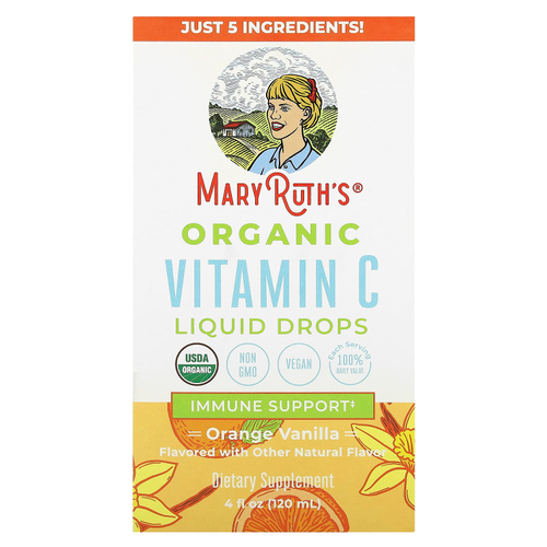 MaryRuth's, Органический витамин C в жидких каплях, апельсин и ваниль, 120 мл (4 жидк. унц.)