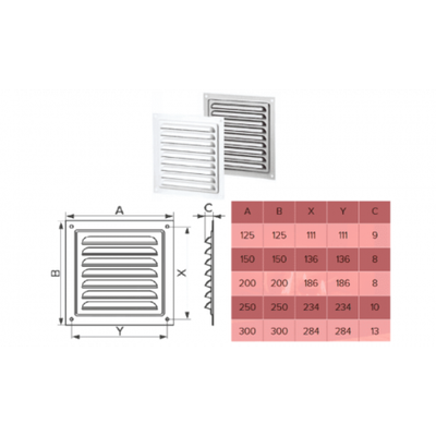 Вентиляционная решетка накладная штампованная металлическая МЦ