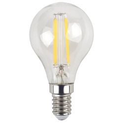 Лампа светодиодная ЭРА F-LED P45-7W-827-E14 7Вт филамент шар теплый белый свет Е14 | Филаментные декоративные