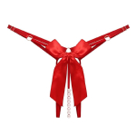 Стринги женские с доступом и бусами регулируемые по размеру красный