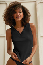 Майка с V-образным вырезом Fresh Cotton Lace (Размер: XXL) (Цвет: черный)