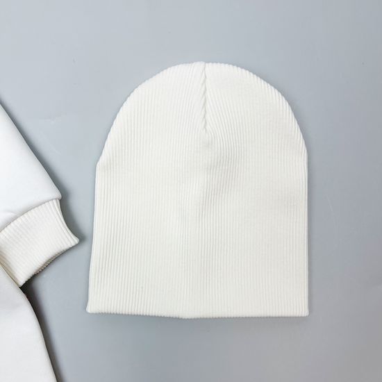 Комбинезон из футера с начесом с шапочкой, Молочный