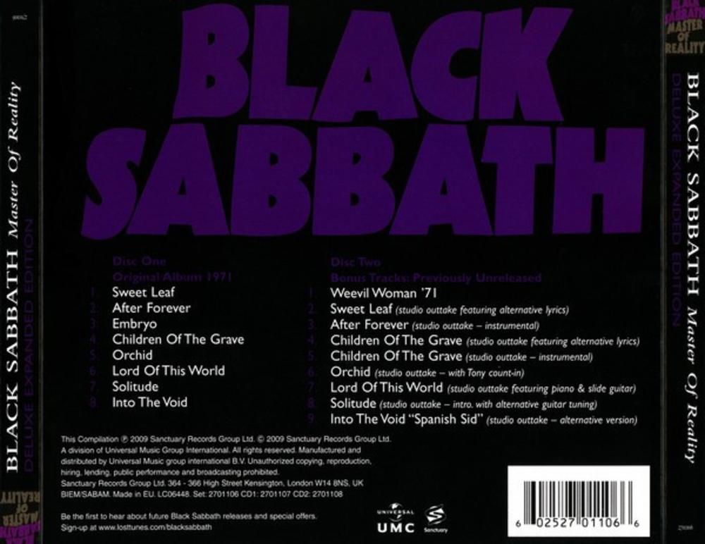 Black Sabbath / Master Of Reality (Deluxe Edition)(2CD)
