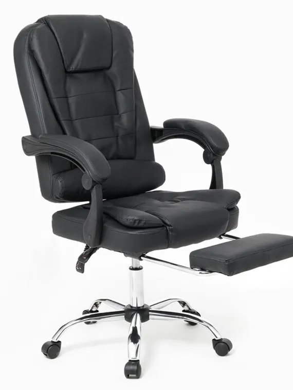 Кресло руководителя YS-800 черное, с подставкой для ног, семиточечный массаж