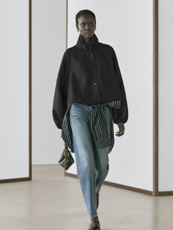 Massimo Dutti Бомбер изо льна и шелка, черный