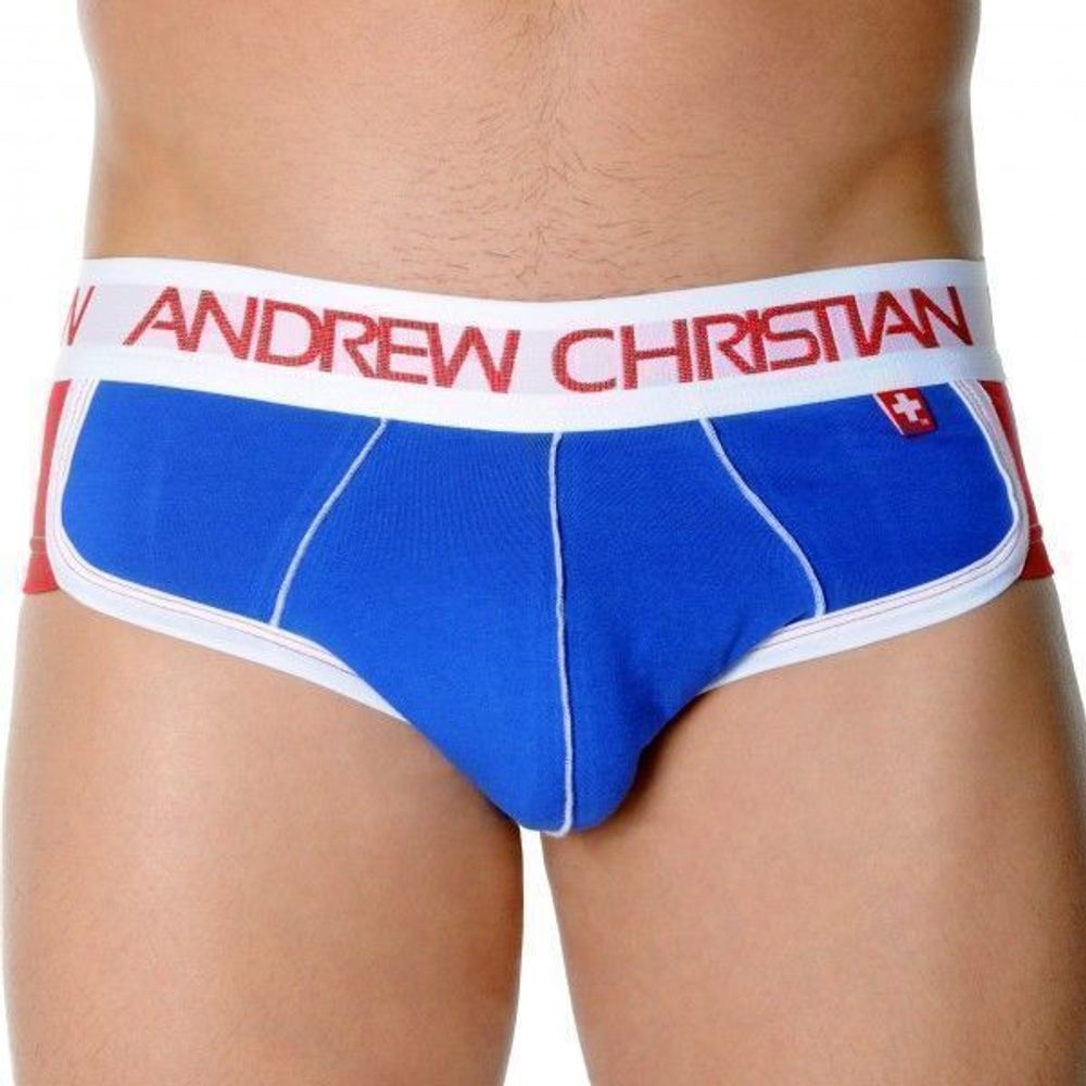 Мужские трусы брифы синие с задним пуш-ап Andrew Christian Active Shape Blue Brief  AC54