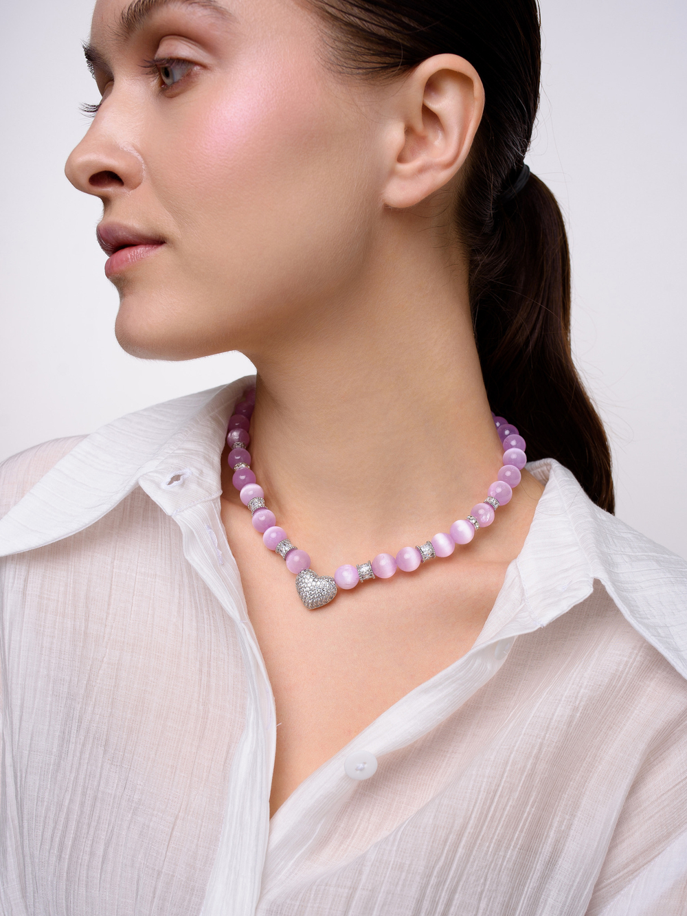 Колье "Summer heart" violet Silver