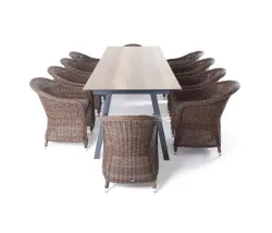 "Рио" обеденная группа на 10 персон, стол HPL "дуб", цвет коричневый