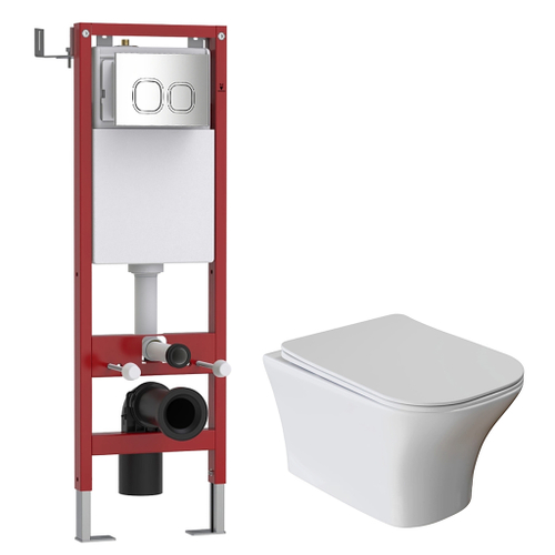 Комплект WAVE "Система инсталляции МЕХАНИКА 380+унитаз "CITY"+квадратная кнопка A3 хром"