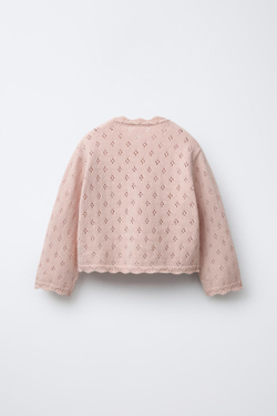 ZARA КАРДИГАН С ЦВЕТАМИ, ПЕРСИКОВЫЙ