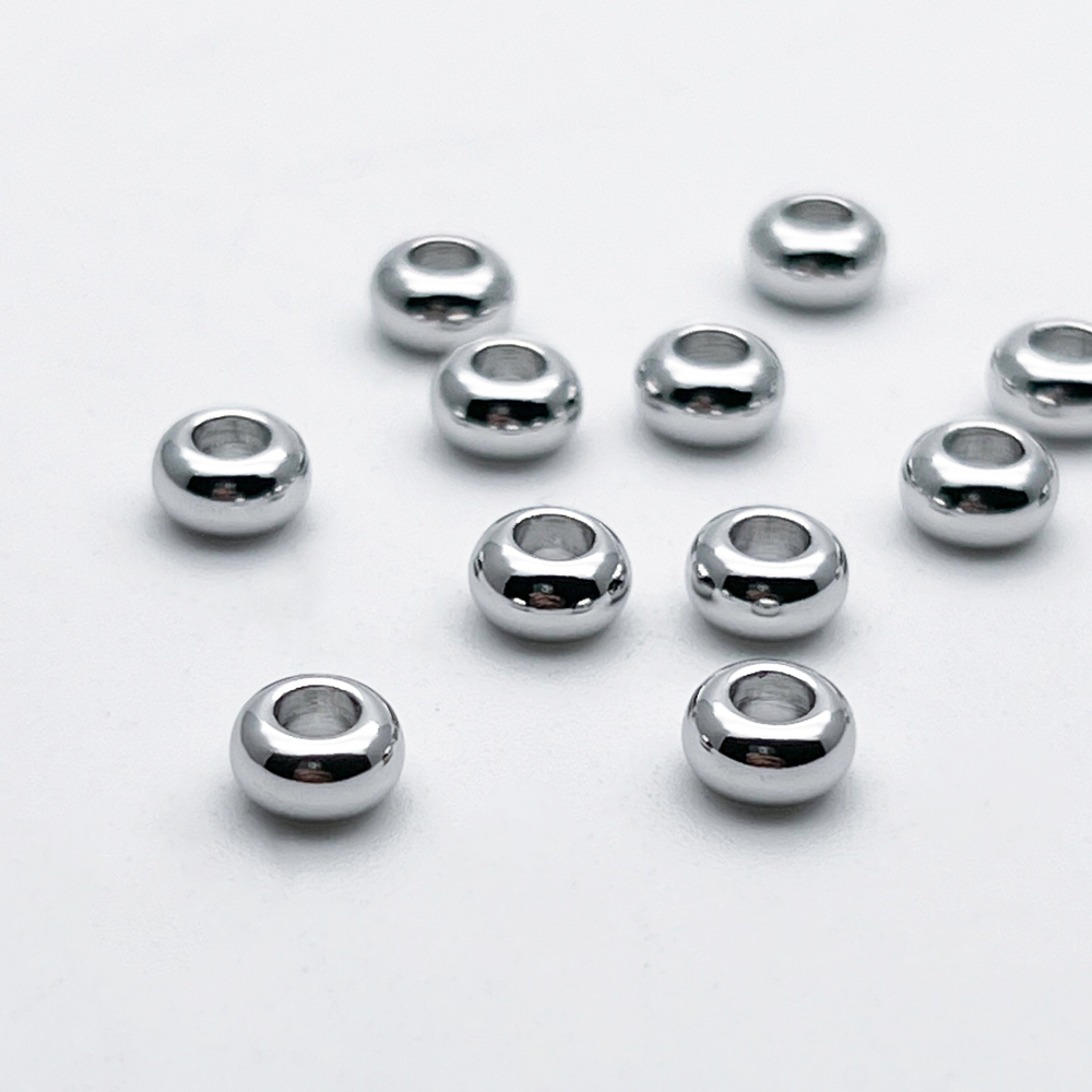 Бусина, цвет серебро (родий), размер 3,3*5,9 мм, цена за 10 шт