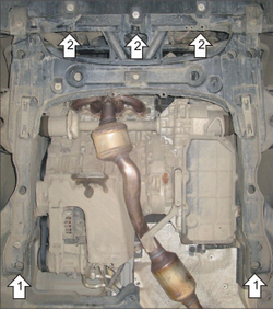 Защита картера Двигателя, КПП. 2 мм, Сталь. для Mercedes B-class 2008-2011, Mercedes B-class 2005-2008 MOTODOR.01226