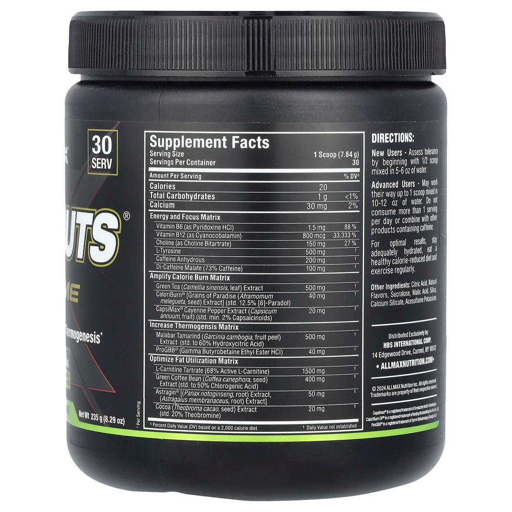 ALLMAX, Rapidcuts® Xtreme, постный лимон и лайм, 235 г (8,29 унции)