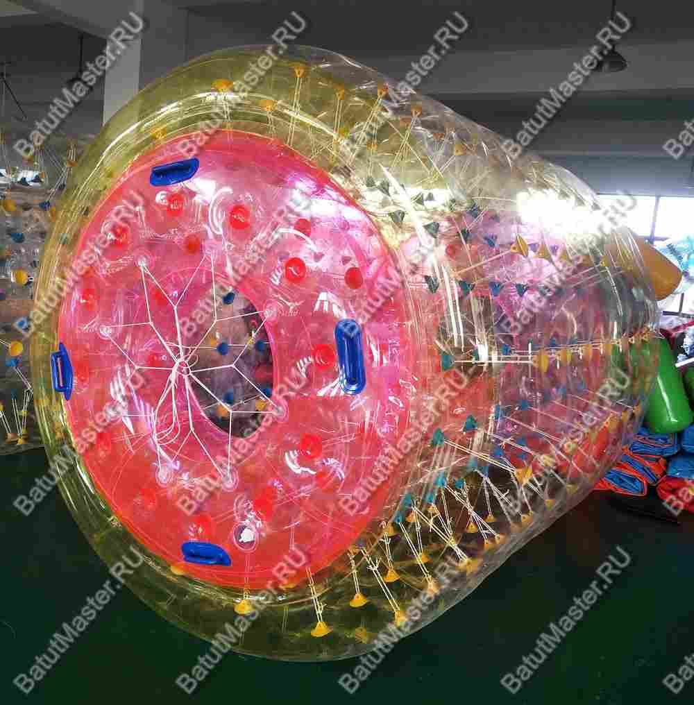 Аттракцион Водный роллер (Гидророллер) "Розово-оранжевый" ПВХ 2,2*2*2