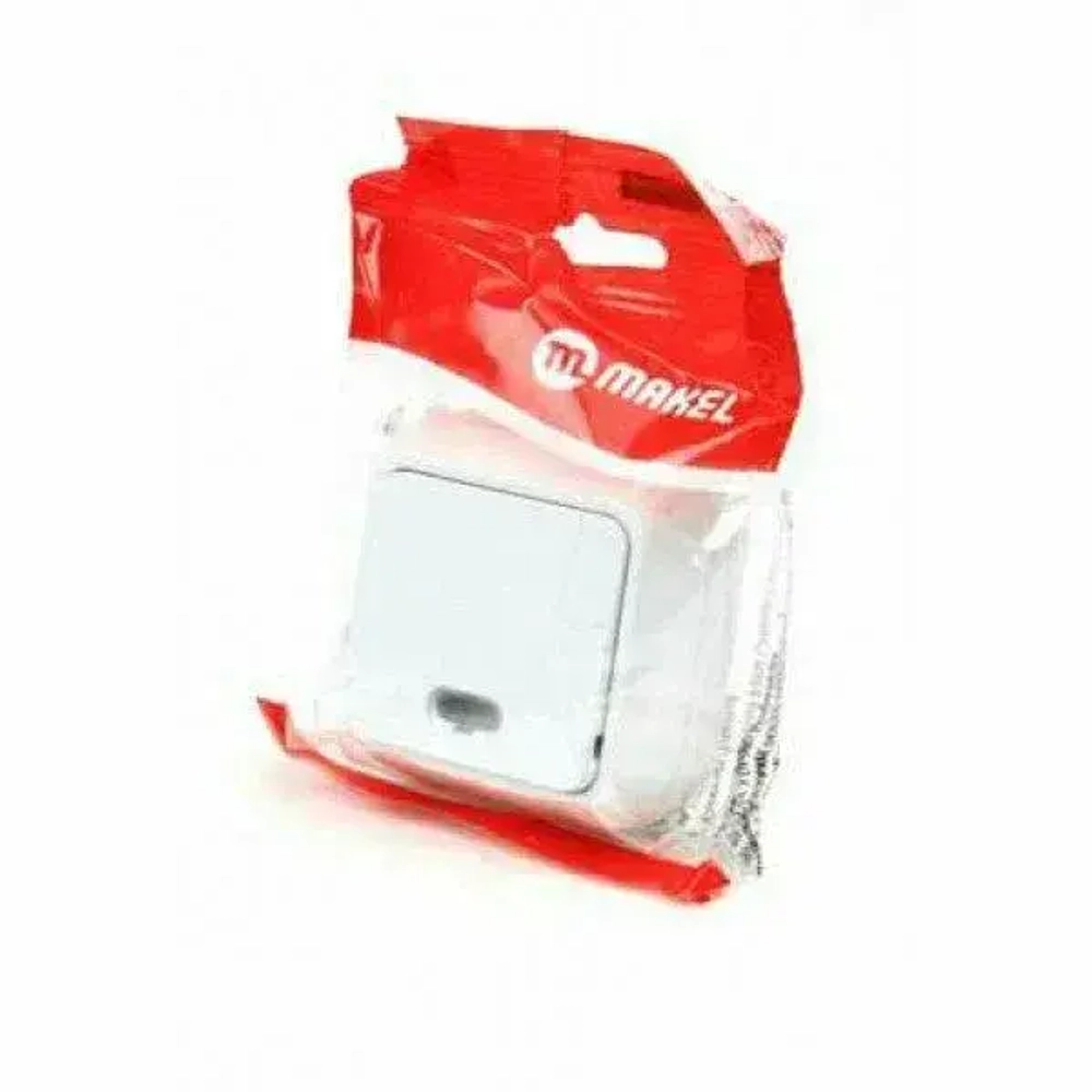 Выключатель Makel белый одноклавишный накладной с подсветкой 45121