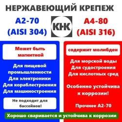 Саморез нержавеющий 4,2х19 с прессшайбой остроконечный КНК, нерж сталь, клоп Li, 50 шт.