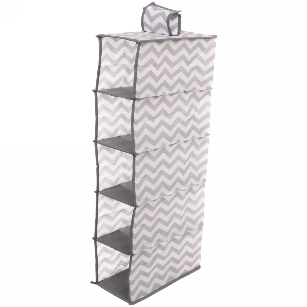 Кофр - органайзер подвесной «РОНА», цвет пыльно - серый, 5 отделений, 30*15*70см