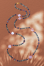 Бусы Ночная Фиалка, лазурит, лабрадор, жемчуг