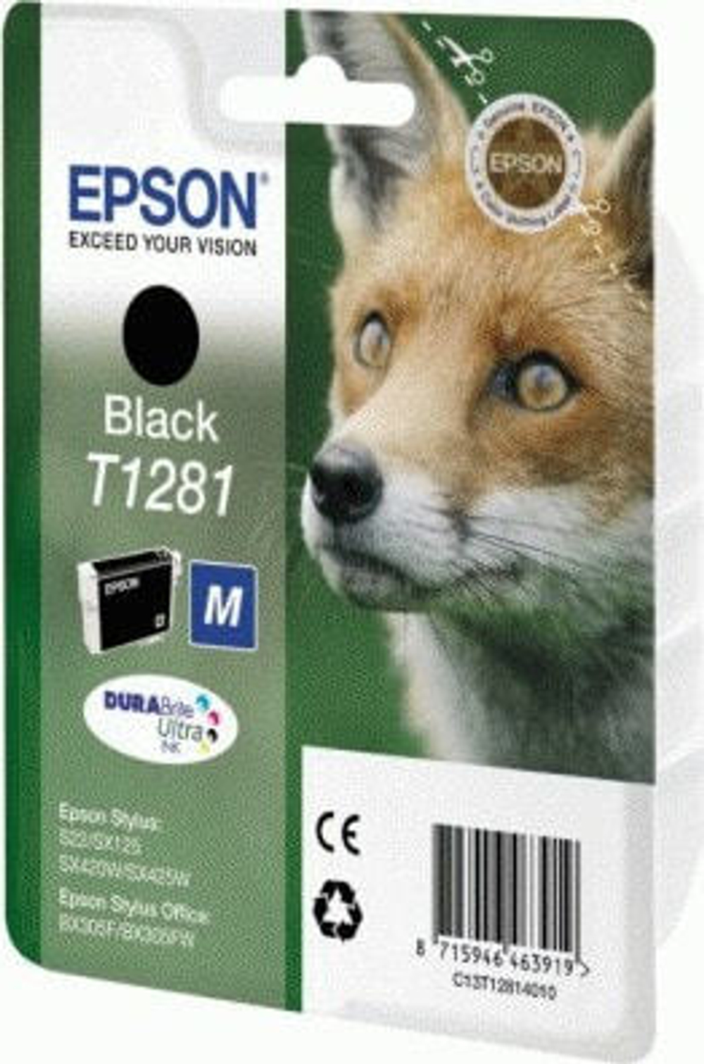 Epson Fox Singlepack Black T1281 DURABrite Ultra Ink C13T12814010