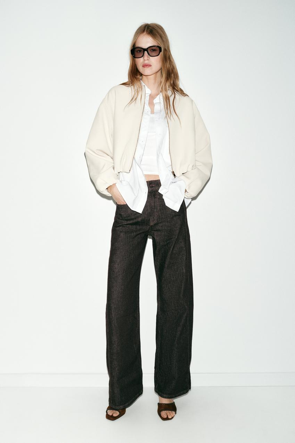 ZARA КУРТКА С ЗАСТЕЖКОЙ-МОЛНИЕЙ, ЭКРЮ