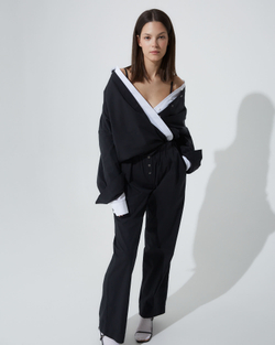 Рубашка свободного кроя из смесового хлопка белый