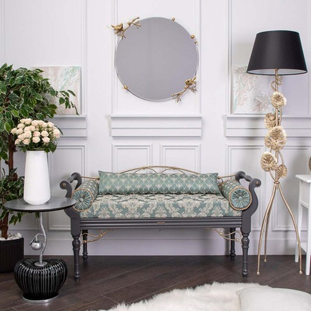 Банкетка Флоренция Премиум Серый Каледония Даймонд Минт Амбер