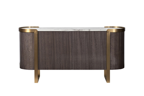 Комод округлый с дверцами 80x42x60см Garda Decor Sevilla коричневый/золото