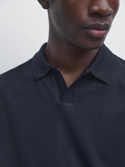 Massimo Dutti Поло из 100% хлопка с короткими рукавами, темно-синий