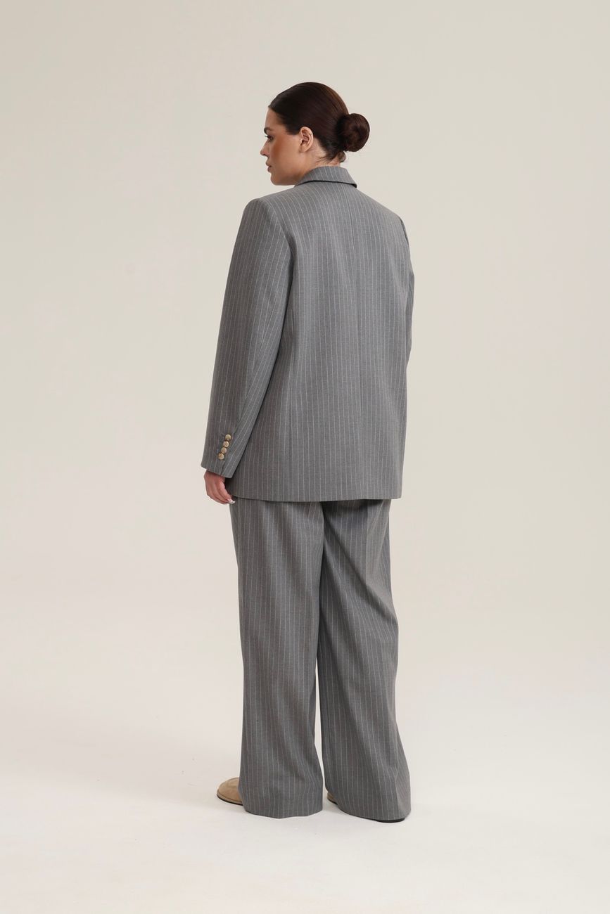 Жакет в комбинированную полоску, серый