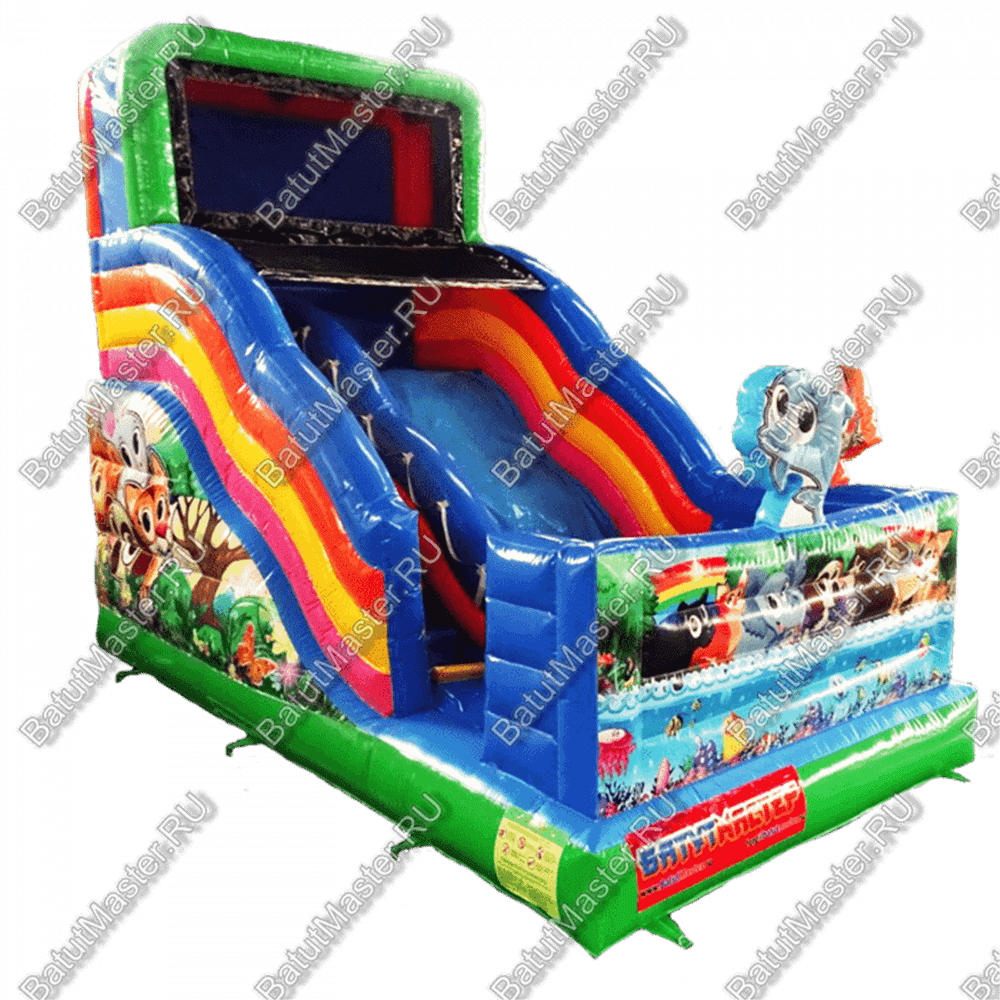 Надувная горка "Звери на пляже" 6*3.5*5 м