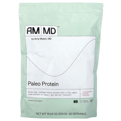 Amy Myers MD, Paleo Protein, со вкусом клубники со сливками, 554 г (19,54 унции)