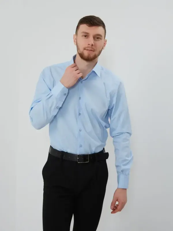 Рубашка классическая CLASSIC FIT с длинным рукавом, голубая