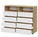 МС "Абрау" Комод с ящиками Дуб Золотой/Белый, Дуб Золотой/Графит Серый