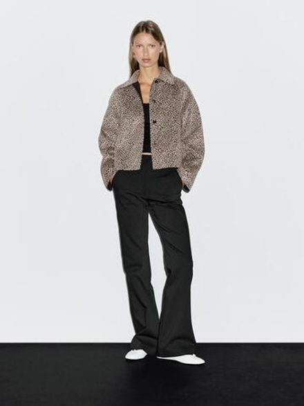 Massimo Dutti Короткое пальто из смесовой шерсти, коричневый