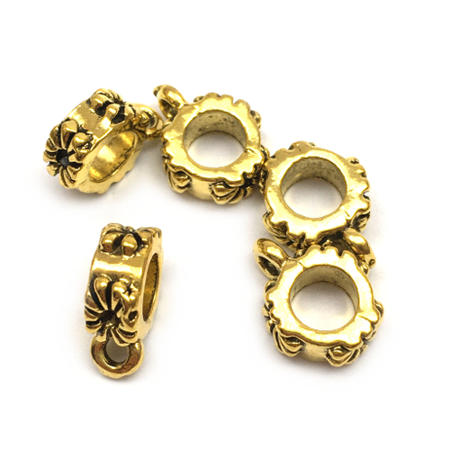 Бейл "С цветком" 12х4 мм, под золото