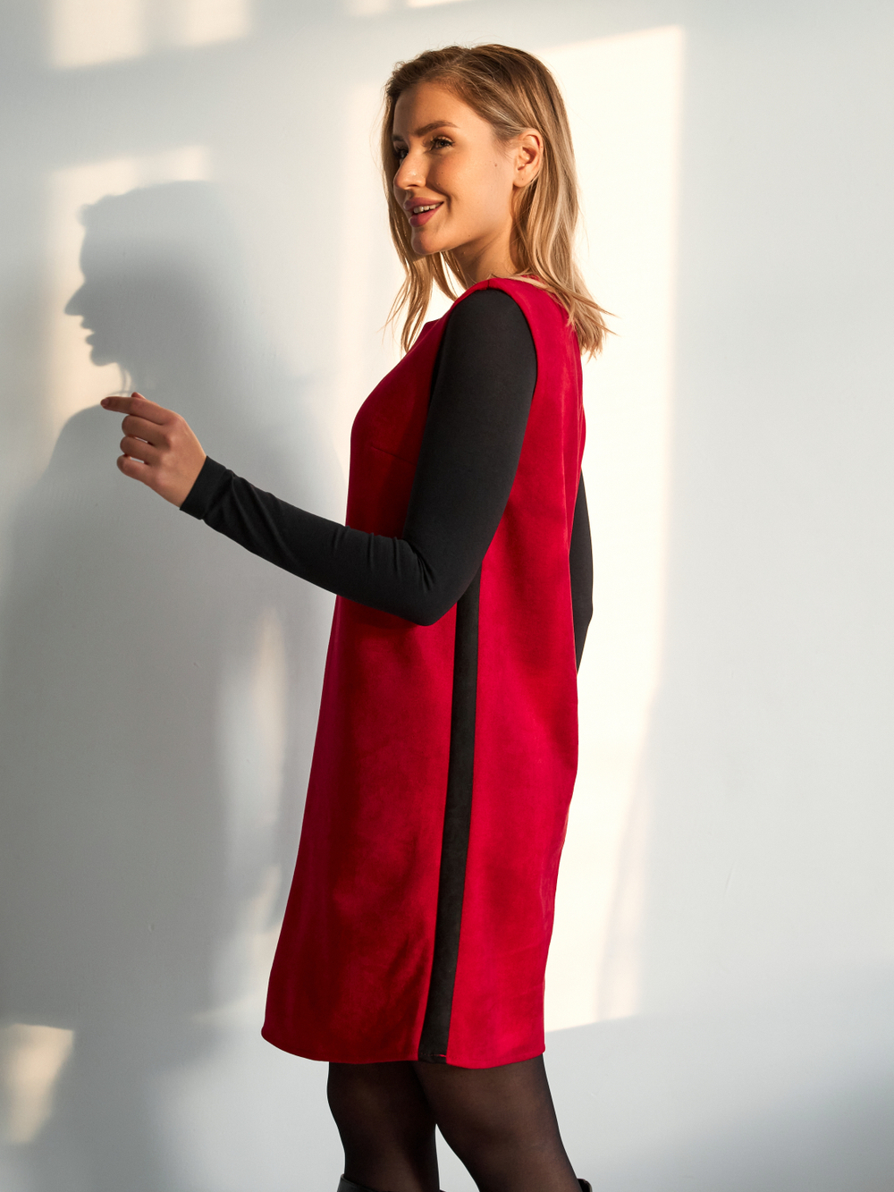 Платье сарафан офисный замшевый