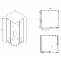 Душевой уголок Abber Schwarzer Diamant 80x80 AG02080BMH профиль Черный стекло матовое