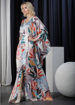 17-01-24 SS Платье шелковое в пол разноцветное