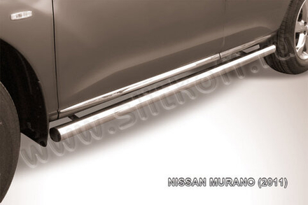Пороги из нержавейки Nissan Murano (2010-2015) d57 труба (черный цвет)