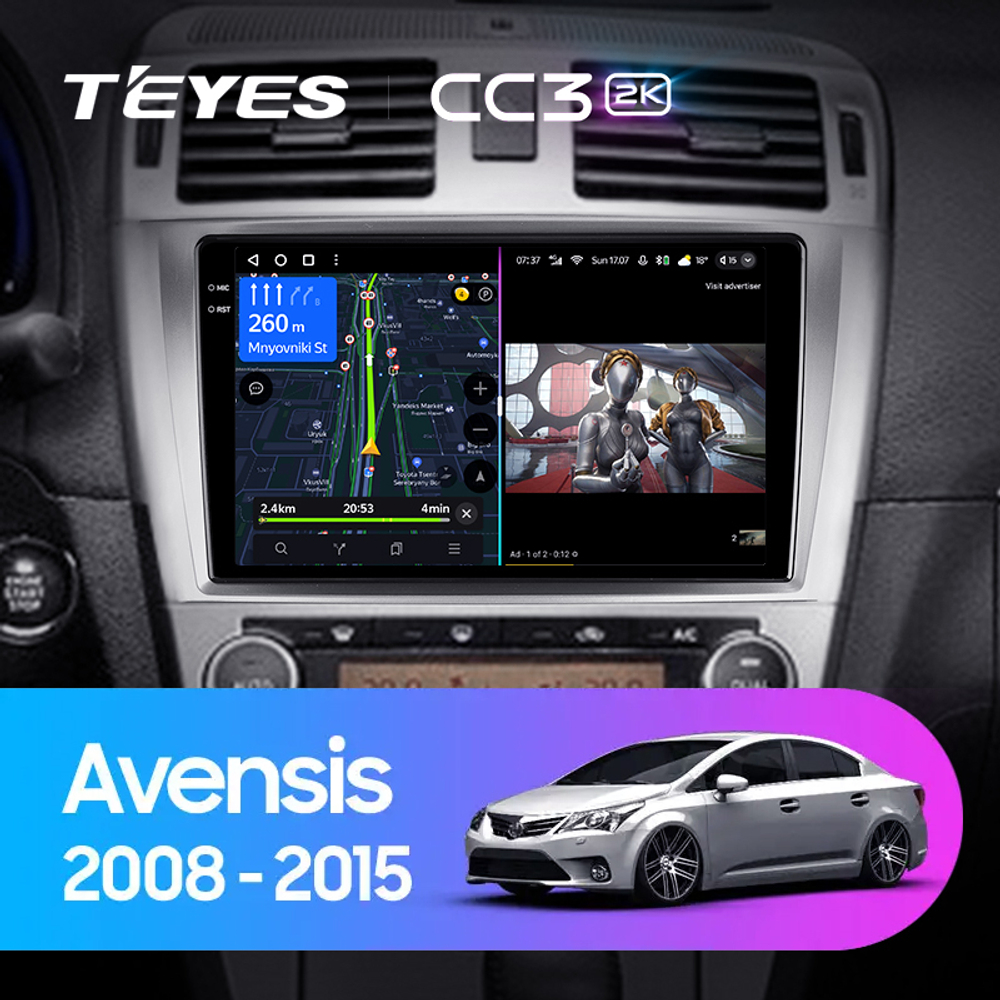 Teyes CC3 2K 9"для Toyota Avensis 2008-2015