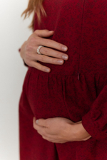 Платье Аврора из фланели для беременных и кормящих, Вишневый с цветами